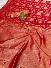 Load image into Gallery viewer, Mouni Roy Wedding Saree in Traditional Kanchipuram Red Color with Weaving Work