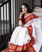 Load image into Gallery viewer, Kala Niketan Off White Kanjivaram Silk Saree - 3 Colors Available