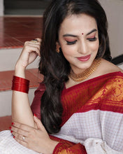 Load image into Gallery viewer, Kala Niketan Off White Kanjivaram Silk Saree - 3 Colors Available