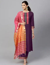 Load image into Gallery viewer, Festive & Party Wear Cotton Printed Kurti With Palazzo & Dupatta