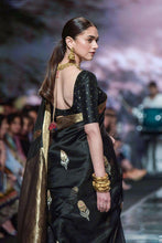 Load image into Gallery viewer, Kala Niketan Traditional Black Soft Silk Sari With Attached Blouse
