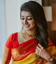 Load image into Gallery viewer, Kala Niketan Amora Yellow Archaic Traditional kanchi Soft Silk Sari With Attached Blouse