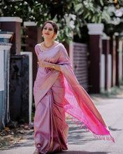 Load image into Gallery viewer, Traditional Kanchipuram Bold and beautiful Kanchipuram Soft Brocade Silk Sari With Attached Blouse