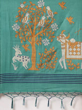 Load image into Gallery viewer, Kala Niketan Navy Blue & Teal Green Art Silk Woven Design Khadi Saree