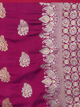 Load image into Gallery viewer, Kala Niketan Magenta Silk Blend Woven Design Banarasi Saree