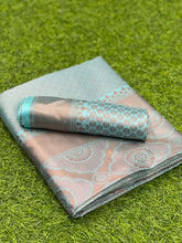 Load image into Gallery viewer, Heavenly Sky Color Soft Banarasi Silk Saree With Glamorous Blouse Piece