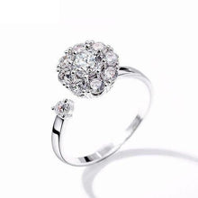Load image into Gallery viewer, Crystal Flower Rotating Adjustable Finger Ring