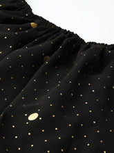 Load image into Gallery viewer, Black & Golden Foil Printed Detail Off-Shoulder Layered Maxi Dress