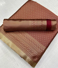 Load image into Gallery viewer, Kala Niketan Hypnotic Wine Soft Banarasi Silk Saree With Intricate Blouse Piece