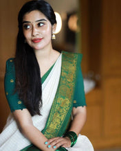 Load image into Gallery viewer, Kala Niketan Off White Kanjivaram Silk Saree - 3 Colors Available