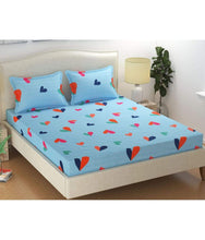 Load image into Gallery viewer, Premium Elastic Fitted Queen Size Double Bedsheet with 2 Pillow Covers