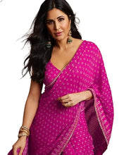 Load image into Gallery viewer, Katrina kaif Designer Crochet Sequence Georgette Saree - 8 Colors Available