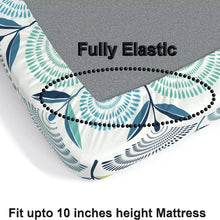 Load image into Gallery viewer, Peacock Blue Elastic Fitted Cotton Blend King Bedsheet