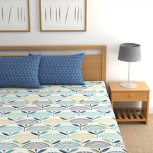 Load image into Gallery viewer, Peacock Blue Elastic Fitted Cotton Blend King Bedsheet