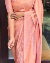 Load image into Gallery viewer, PREMIUM SOFT SILK SAREE IN PEACH COLOR WITH COPPER ZARI WEAVING