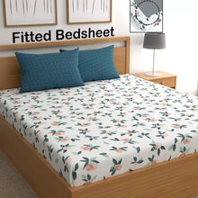 Load image into Gallery viewer, Floral Walnut Elastic Fitted Cotton Blend King Bedsheet