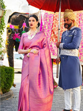Load image into Gallery viewer, Kala Niketan Wine Purple Woven Kanjivaram Saree - Special Wedding Edition