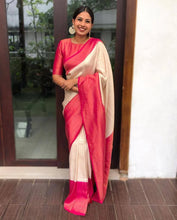 Load image into Gallery viewer, Premium Soft Silk Silk Saree In Off White Color With Rich Pallu