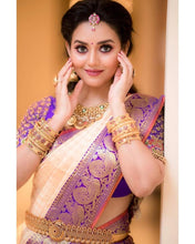 Load image into Gallery viewer, Kala Niketan July Archaic Traditional Kanchi Soft Silk Sari With Attached Blouse
