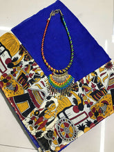 Load image into Gallery viewer, Kala Niketan Kajal Blue Kalamkari Printed Chanderi Silk Cotton Saree