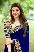 Load image into Gallery viewer, Kala Niketan Kajal Blue Kalamkari Printed Chanderi Silk Cotton Saree