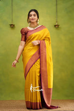 Load image into Gallery viewer, Kala Niketan Yellow & Pink Colour Pure Soft Silk Saree With Twirling Unstitched Blouse Piece