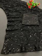 Load image into Gallery viewer, Bollywood Style Wedding Wear Embroidery And Sequence Worked Georgette Saree With Beautiful Lace And Sequence Worked Blouse - 6 COLOURS Available