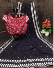 Load image into Gallery viewer, Bollywood Women's Sequined Embroidered Georgette Fancy Saree With Blouse Piece