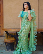 Load image into Gallery viewer, Kala Niketan Fantastic Looking Stylist Designer Green Saree