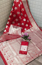 Load image into Gallery viewer, Kala Niketan Pure Weaving Silver Zari Silk Saree With Blouse