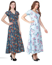 Load image into Gallery viewer, Women's Floral Print A-line Maxi Dress Pack of 2 (S to 5XL Size Available)