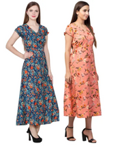 Load image into Gallery viewer, Women's Floral Print A-line Maxi Dress Pack of 2 (S to 5XL Size Available)