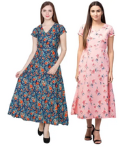 Load image into Gallery viewer, Women's Floral Print A-line Maxi Dress Pack of 2 (S to 5XL Size Available)