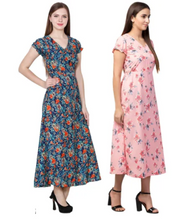 Load image into Gallery viewer, Women's Floral Print A-line Maxi Dress Pack of 2 (S to 5XL Size Available)