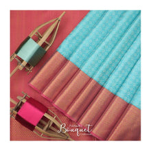 Load image into Gallery viewer, Kala Niketan Blue Silk Archaic Traditional Kanchi Soft Silk Sari With Attached Blouse