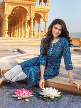 Load image into Gallery viewer, Kala Niketan Bandhani Blue Printed Stylish Kurti With Cotton Pant