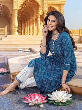 Load image into Gallery viewer, Kala Niketan Bandhani Blue Printed Stylish Kurti With Cotton Pant