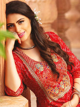 Load image into Gallery viewer, Kala Niketan Bandhani Red Rayon Embroidered Kurti With Stylish Sharara