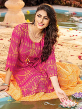 Load image into Gallery viewer, Kala Niketan Majesty Pink Rayon Printed Kurti With Fancy Skirt