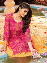 Load image into Gallery viewer, Kala Niketan Majesty Pink Rayon Printed Kurti With Fancy Skirt