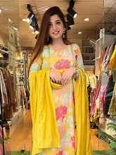 Load image into Gallery viewer, Kala Niketan Pure Muslin Floral Print Kurti With Pant & Dupatta - 4 Colors Available