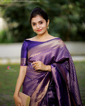 Load image into Gallery viewer, Kala Niketan Royal Blue Golden Zari Weaving Work Saree