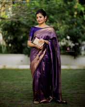 Load image into Gallery viewer, Kala Niketan Royal Blue Golden Zari Weaving Work Saree