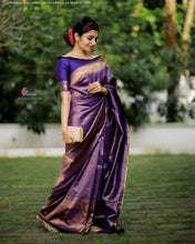 Load image into Gallery viewer, Kala Niketan Royal Blue Golden Zari Weaving Work Saree