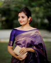 Load image into Gallery viewer, Kala Niketan Royal Blue Golden Zari Weaving Work Saree