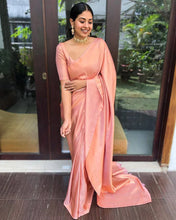 Load image into Gallery viewer, PREMIUM SOFT SILK SAREE IN PEACH COLOR WITH COPPER ZARI WEAVING