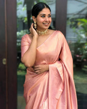 Load image into Gallery viewer, PREMIUM SOFT SILK SAREE IN PEACH COLOR WITH COPPER ZARI WEAVING