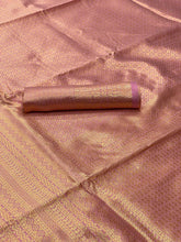 Load image into Gallery viewer, PREMIUM SOFT SILK SAREE IN PEACH COLOR WITH COPPER ZARI WEAVING