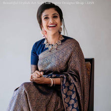 Load image into Gallery viewer, Kala Niketan Navy Blue Color Beautiful Stylish Art Soft Silk Designer Saree