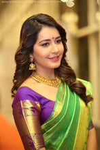 Load image into Gallery viewer, Kala Niketan Beautiful Green and Purple Soft Lichi Silk Saree With jacquard Work